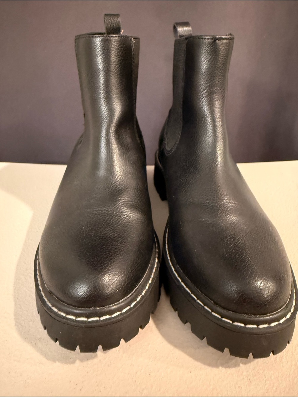 Dolce Vita Black Chunky Leather Chelsea Booties